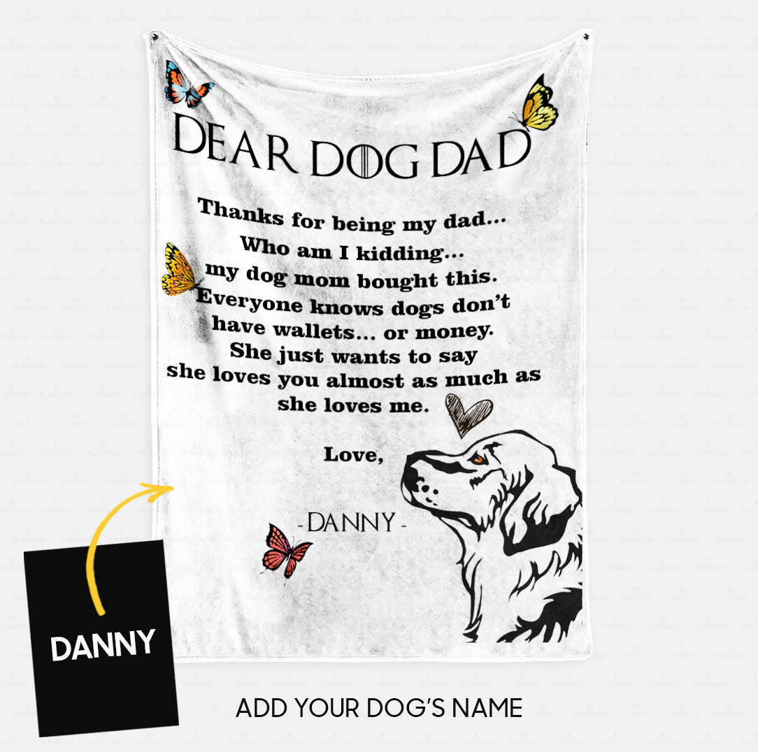 Personalized Dog Gift Idea - Dear Dog Dad Custom Blanket For Dog Dad - Fleece Blanket