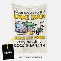 Thumbnail for Personalized Dog Gift Idea - Camping King Gift For Dog Dad - Fleece Blanket