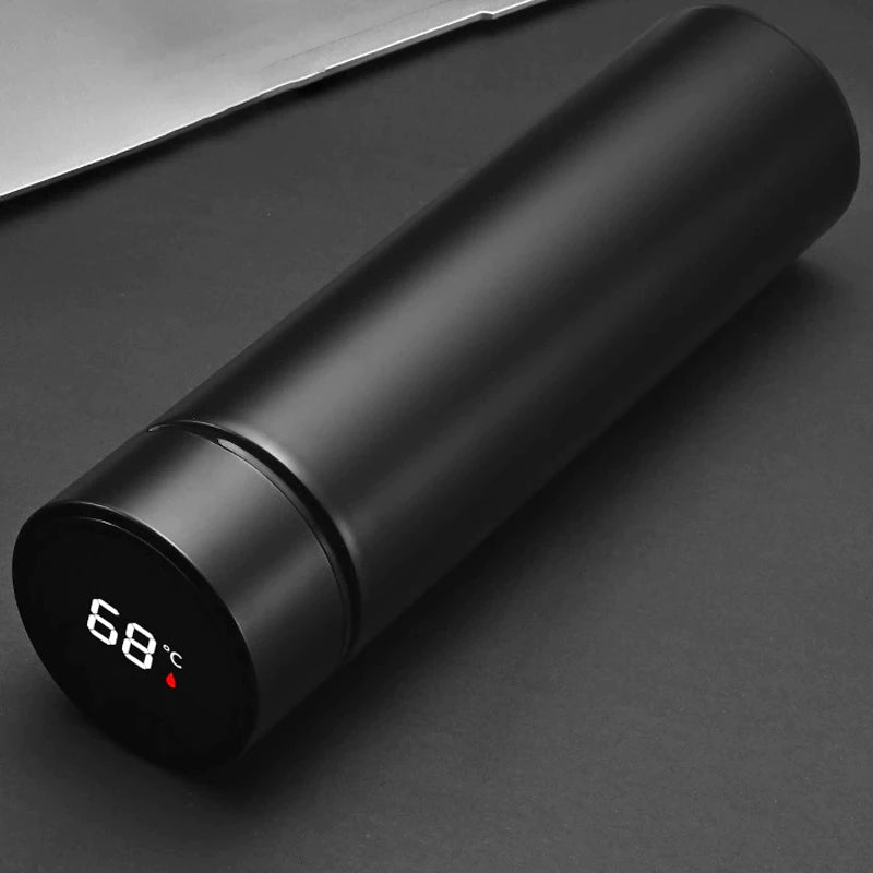 17oz Insulated Water Bottle with LED Temperature Display, Custom fit for cars, Coffee Tea Infuser Bottle Double Wall Vacuum Insulated Water Bottle for Hot or Cold Drink