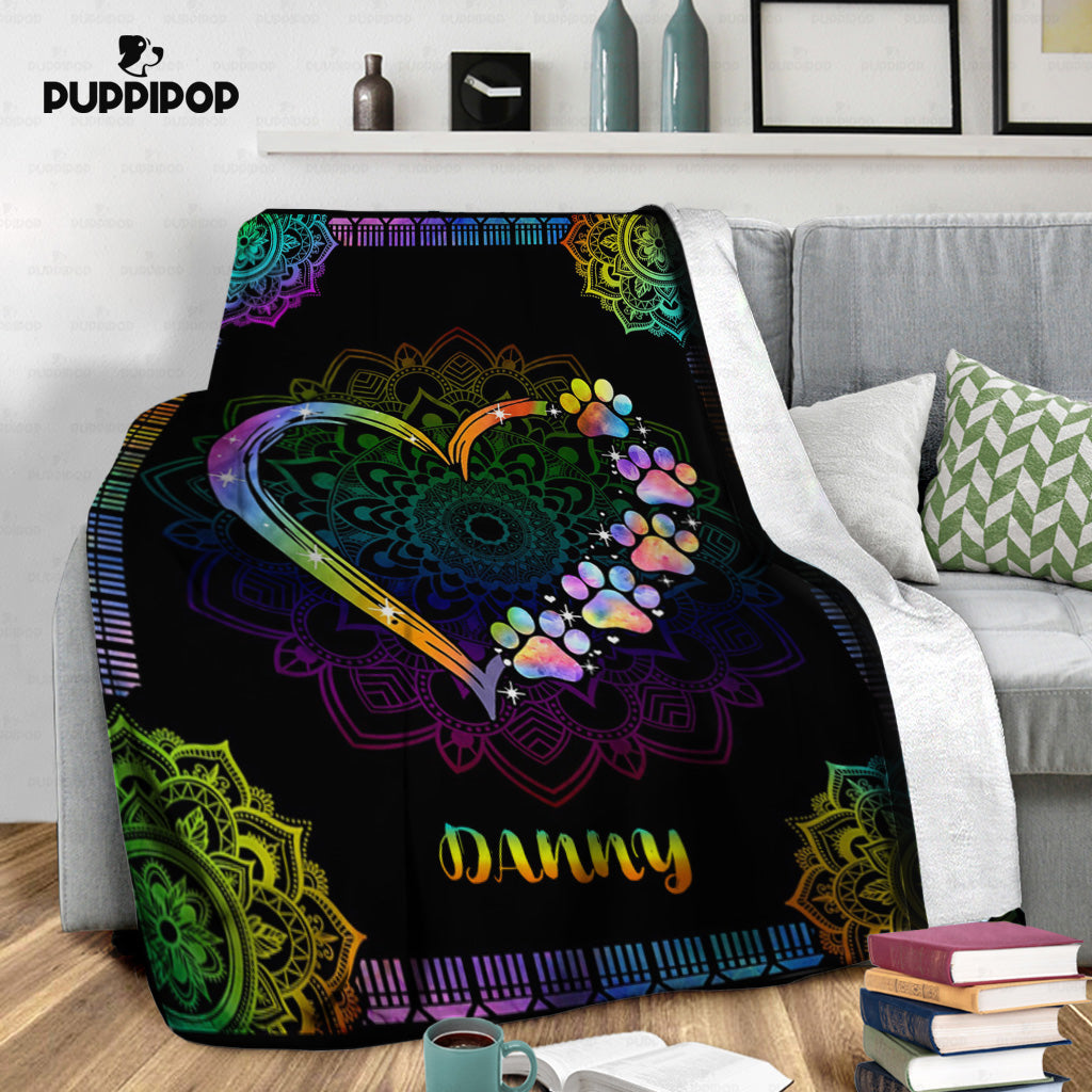 Custom Dog Blanket - Personalized Colorful Heart Gift For Dad - Fleece Blanket