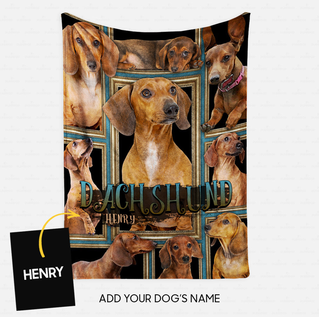 Personalized Dog Gift Idea - Dachshund Puzzle Custom Dog Blanket For Dog Dad - Fleece Blanket