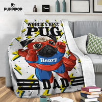 Thumbnail for Personalized Dog Gift - World's Best Pug Superhero For Puppy Lovers - Fleece Blanket