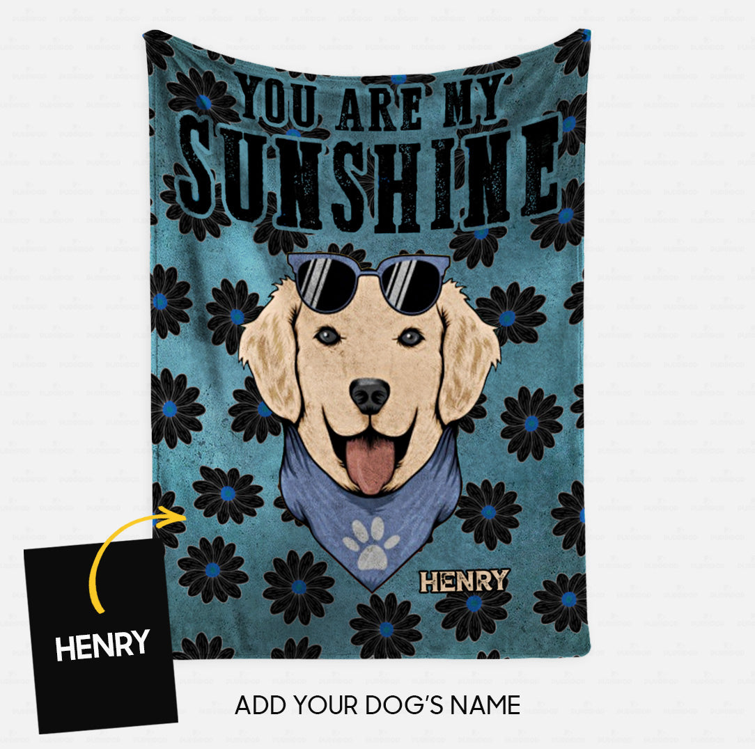 Custom Dog Blanket - Personalized You Are My Sunshine Black Flower Gift For Dad - Fleece Blanket