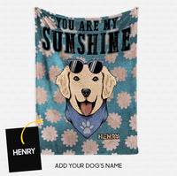 Thumbnail for Custom Dog Blanket - Personalized You Are My Sunshine Pink Flower Gift For Dad - Fleece Blanket