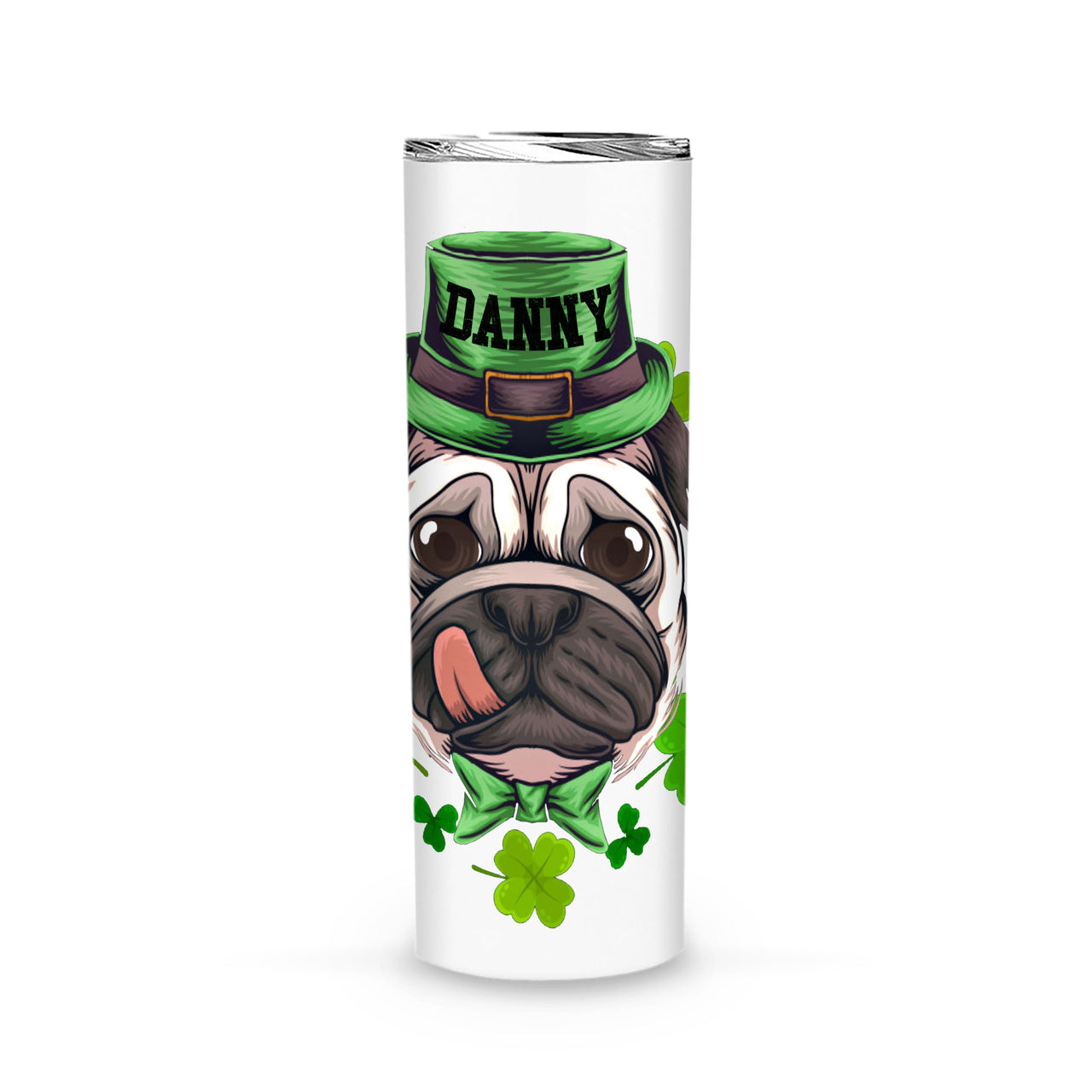Personalized St. Patrick Gift Idea - Portrait Bulldog With Clover For Dog Lovers - Tumbler