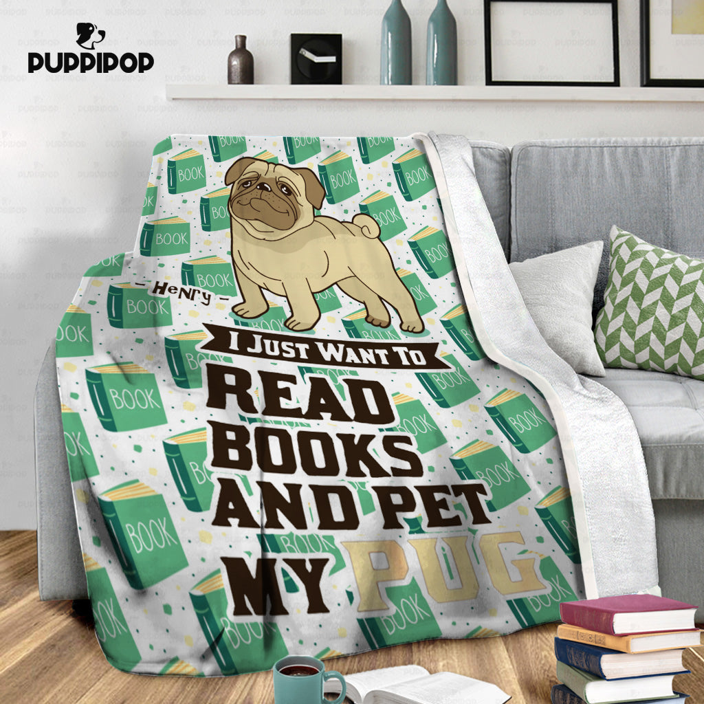 Personalized Dog Gift Idea - I Just Want To Read Books Gift For Dog Lovers - Fleece Blanket