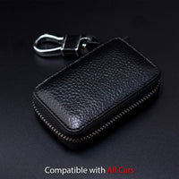 Thumbnail for Car Key Cover, Custom For Your Cars, Genuine Leather Car Smart Key Chain Coin Holder Metal Hook and Keyring Wallet Zipper Bag, Car Accessories WQ13989