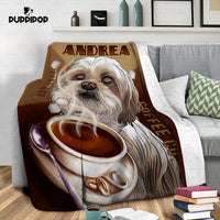 Thumbnail for Custom Dog Blanket - Personalized Coffee And Dog Gift For Dad - Fleece Blanket