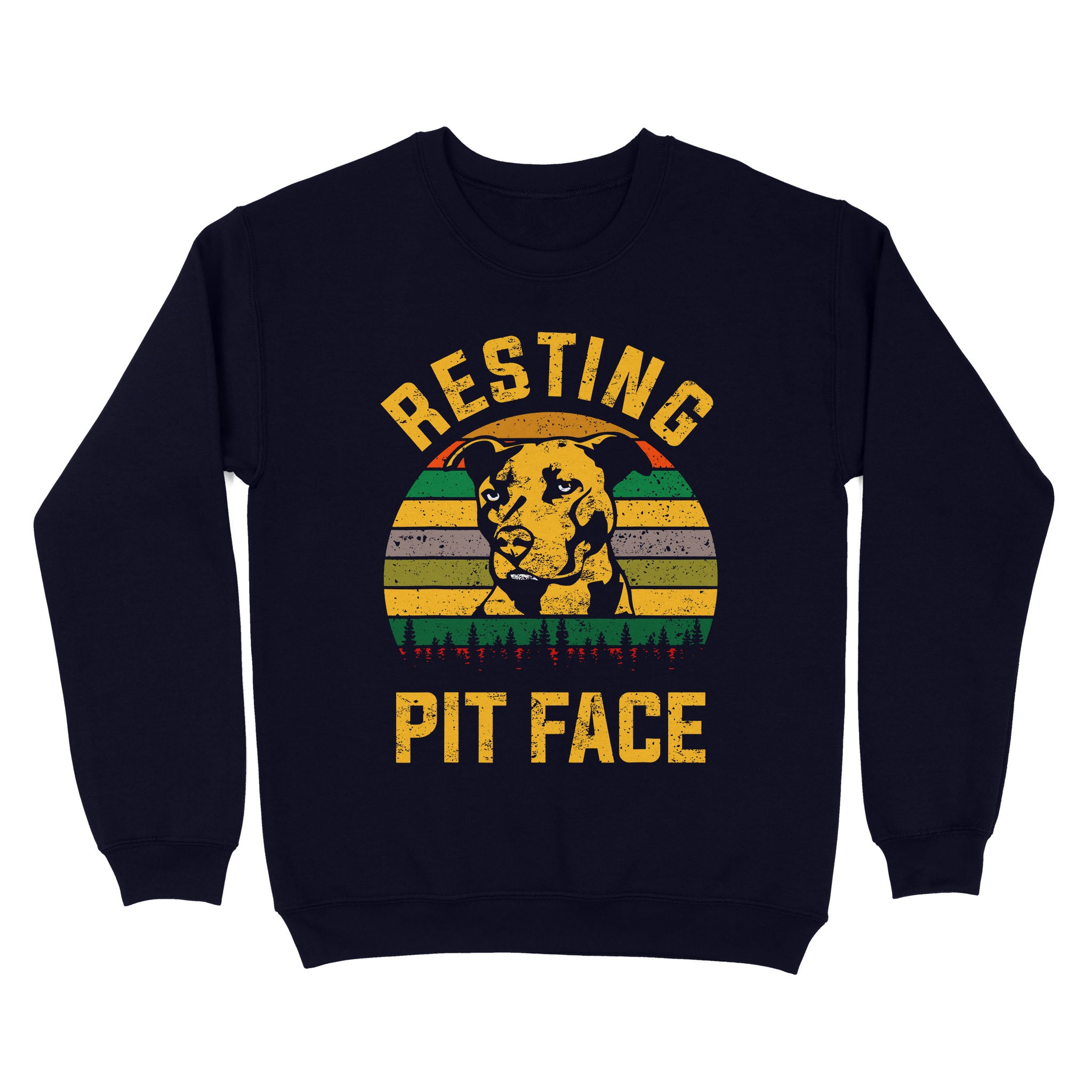 Retro Gift For Dad Dog - Pitbull Resting Pit Face - Standard Crew Neck Sweatshirt