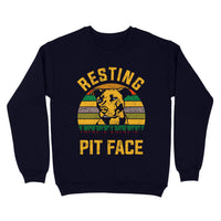 Thumbnail for Retro Gift For Dad Dog - Pitbull Resting Pit Face - Standard Crew Neck Sweatshirt