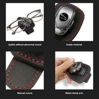 Thumbnail for Car Glasses Holder Sunglasses Hanger for Car Sun Visor, Custom fit for Sedan SUVs, Leather Sunglasses Holder Clip Auto Eyeglasses Mount Ticket Card Clip