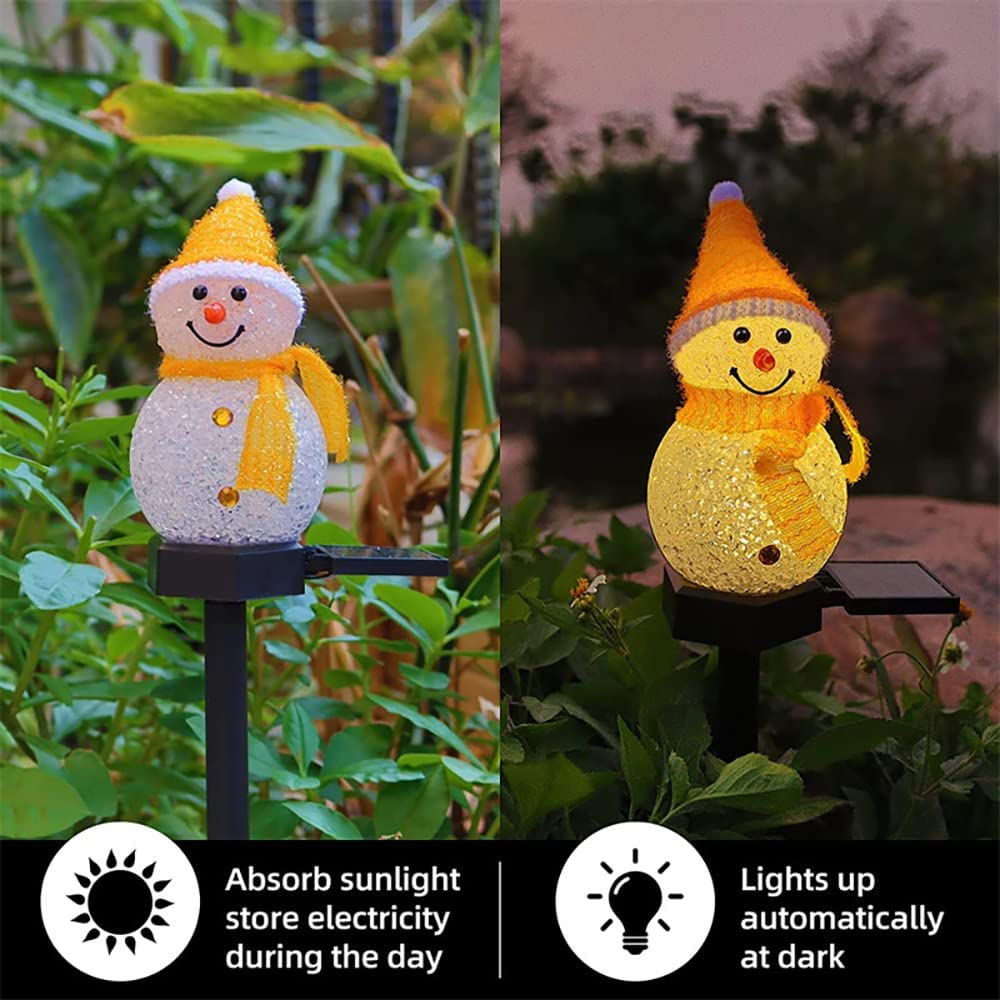 1/4 Pack Christmas Snowman Solar Garden Stakes Lights Outdoor, Waterproof Santa Solar Powered Lights, Xmas Mini Lamps Set for Garden, Yard, Pathway Holiday Winter Decor Ornament Gifts