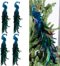 Thumbnail for 2022 Christmas Peacock Birds Ornament Decoration, 19 Inches 1/2/4/6 Pcs Artificial Long Tail Feathered Peacock with Clips, Foam Peacock Birds for Xmas Tree Crafts Decor