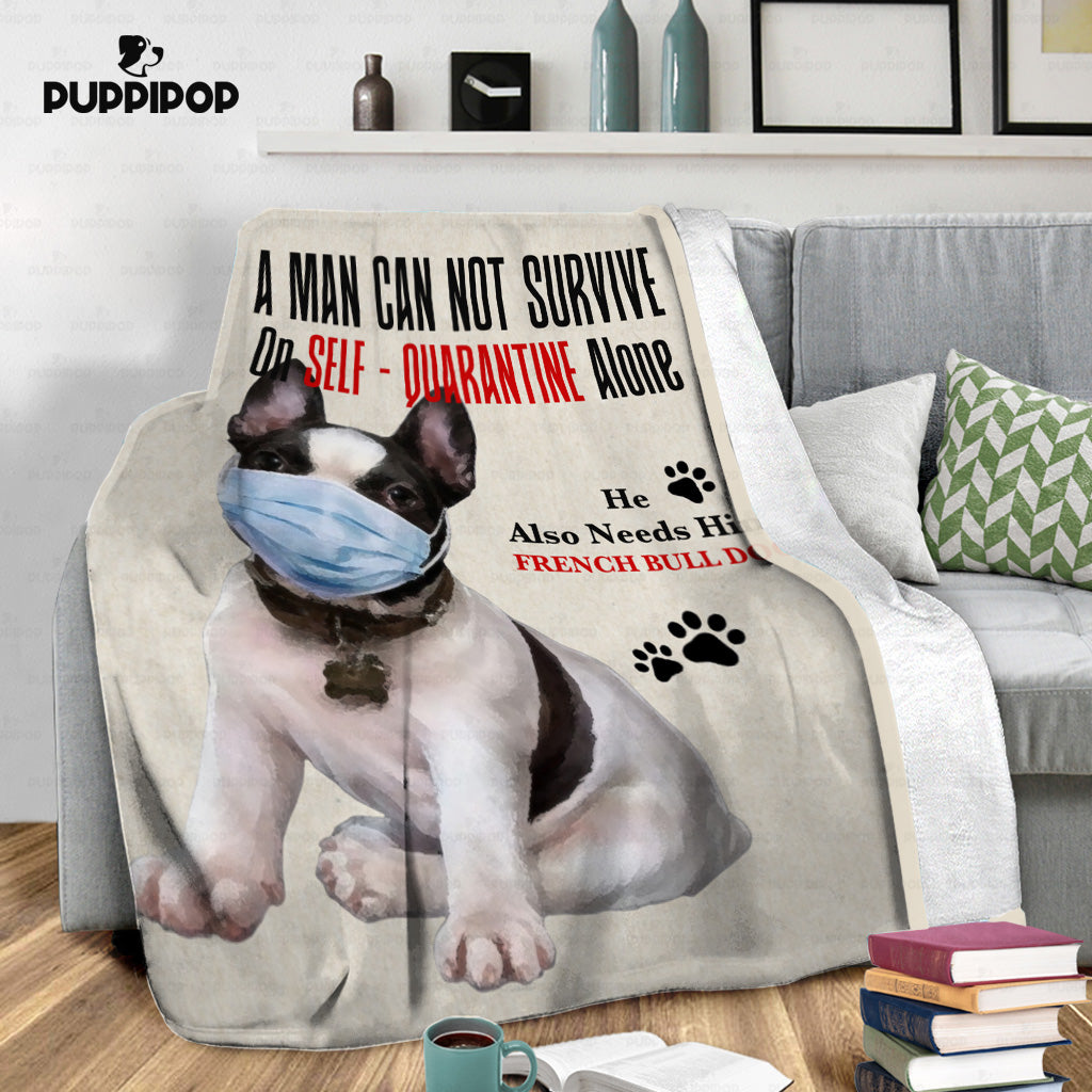 Personalized Dog Gift - A Man Cannot Survive Gift For Dad - Fleece Blanket