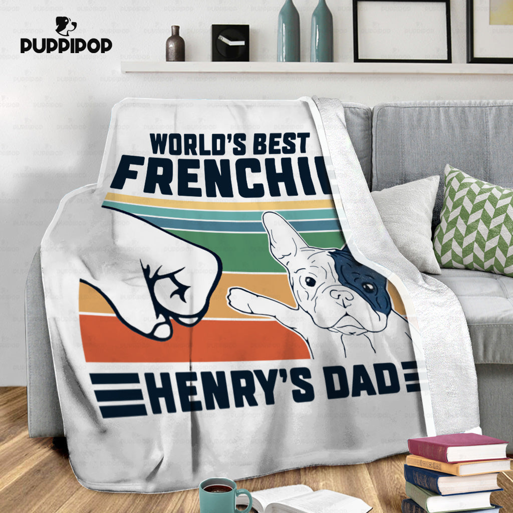 Personalized Dog Gift Idea - World's Best Frenchie Dad Gift For Dog Dad - Fleece Blanket
