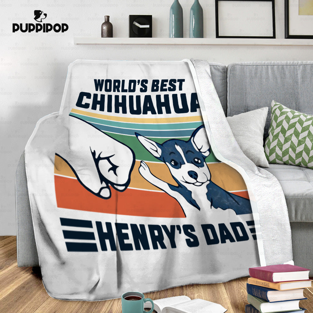 Personalized Dog Gift Idea - World's Best Chihuahua Dad Gift For Dog Dad - Fleece Blanket