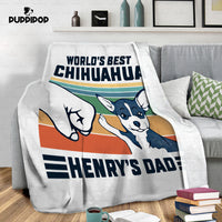 Thumbnail for Personalized Dog Gift Idea - World's Best Chihuahua Dad Gift For Dog Dad - Fleece Blanket
