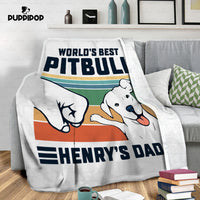 Thumbnail for Personalized Dog Gift Idea - World's Best Pitbull Dad Gift For Dog Dad - Fleece Blanket