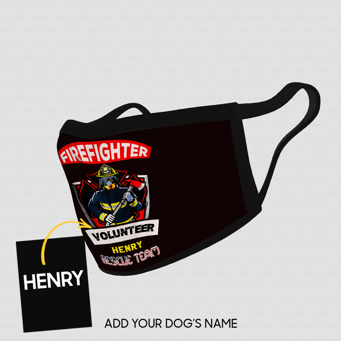 Personalized Dog Gift Idea - Firefighter Volunteer Rescue Team For Dog Lovers - Cloth Mask