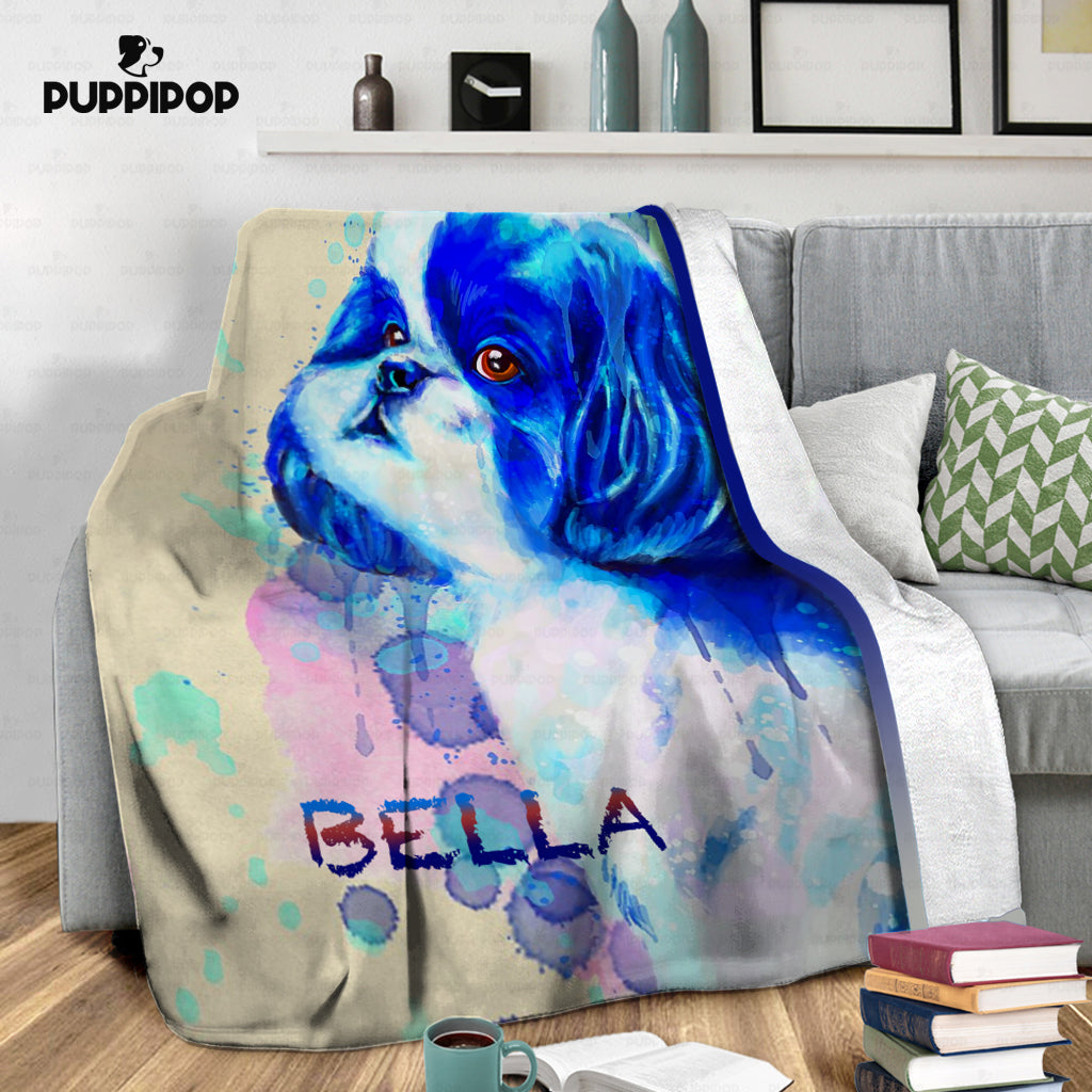 Personalized Dog Gift Idea - Painting Color Portrait Gift For Dog Lovers - Fleece Blanket