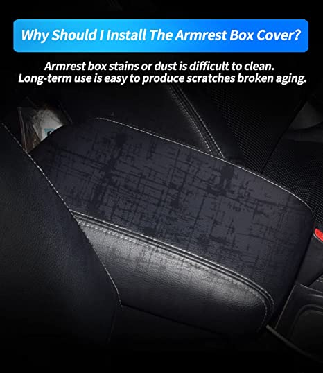 Custom-Fit for Cars Center Console Cover, Leather Carbon Fiber Auto Armrest Cover with Logo, Waterproof Car Armrest Seat Box Cover, for Cars Accessories