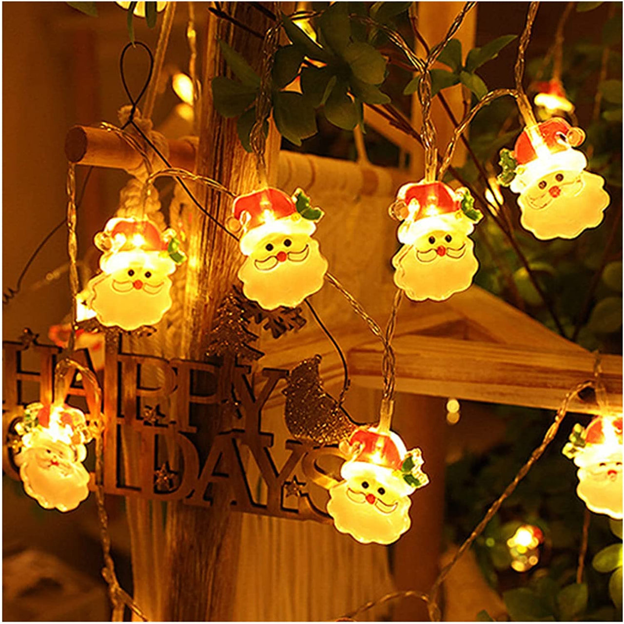 10ft 20 LEDs Christmas String Lights Waterproof Christmas Tree Santa Claus Snowman Christmas Decorations USB Operated for Home, Festival, Party Indoor Outdoor Christmas Ornaments