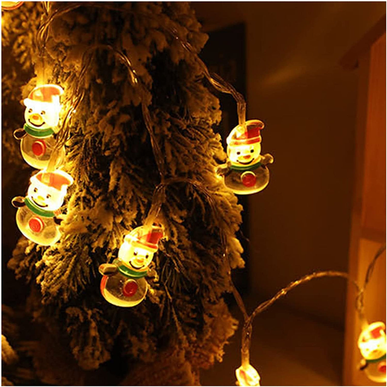 10ft 20 LEDs Christmas String Lights Waterproof Christmas Tree Santa Claus Snowman Christmas Decorations USB Operated for Home, Festival, Party Indoor Outdoor Christmas Ornaments