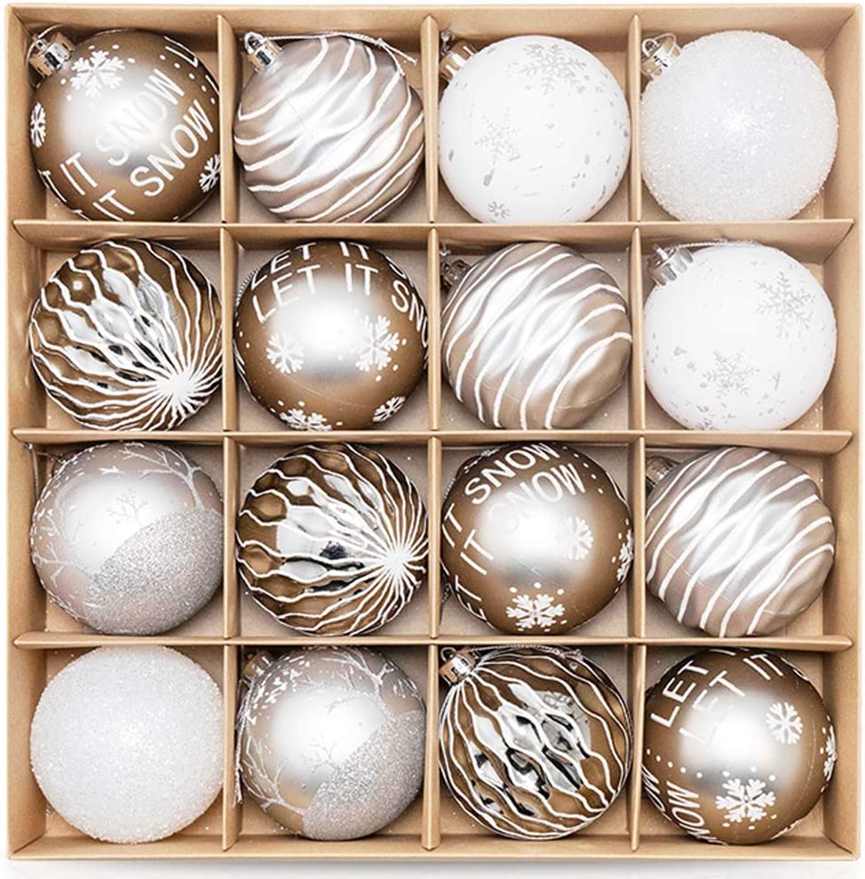16 PCS Christmas Tree Ball Ornaments, 3.15in 2022 Xmas Ball Set Pendant, Christmas Shatterproof Ornaments Set, Hanging Ball for Holiday Party Wedding Decoration