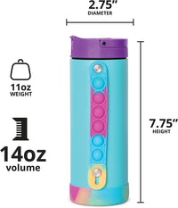 Thumbnail for 14 oz Iconic Kids Fidget Pop Water Bottle, Triple Wall Vacuum Insulated Tumbler with Stress Reliever Pop-It handle, Shatter & Leak Proof Flip Straw Lid