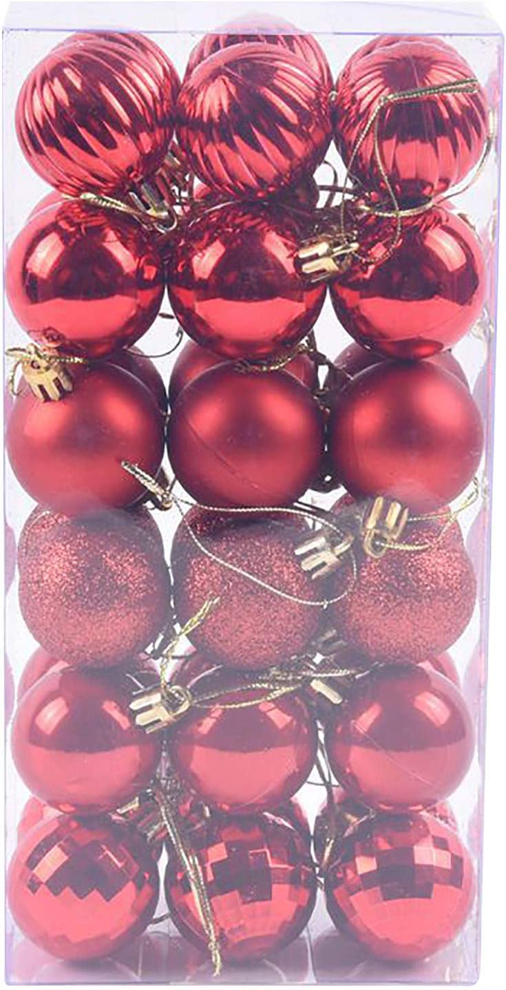 36Pcs 4cm Christmas Balls Christmas Decorations Christmas Tree Decoration Small Hanging, Home Party Decorations