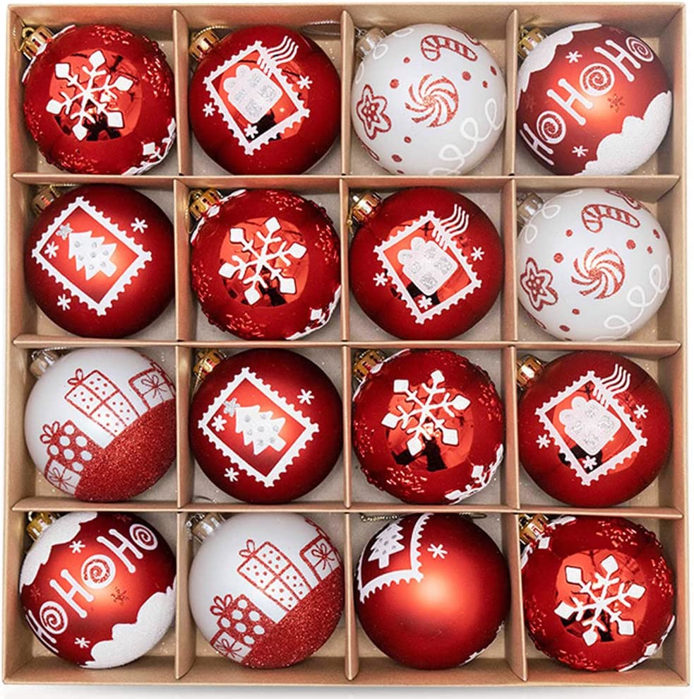 16 PCS Christmas Tree Ball Ornaments, 3.15in 2022 Xmas Ball Set Pendant, Christmas Shatterproof Ornaments Set, Hanging Ball for Holiday Party Wedding Decoration