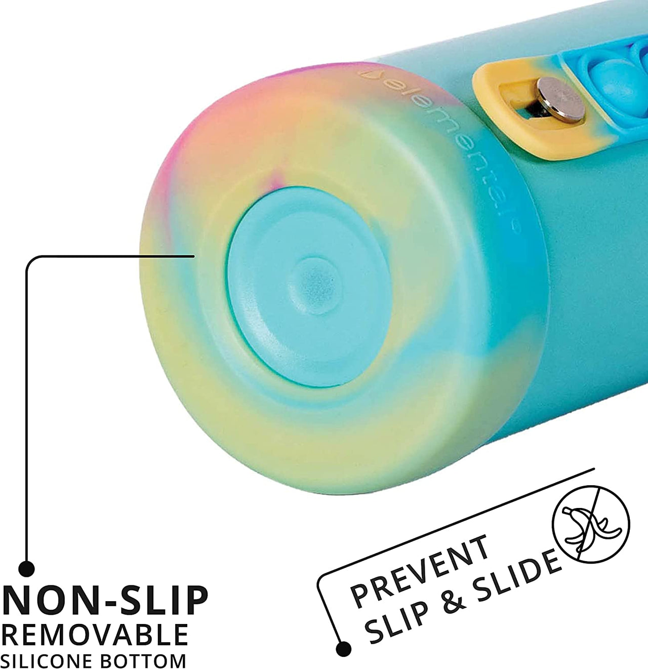 14 oz Iconic Kids Fidget Pop Water Bottle, Triple Wall Vacuum Insulated Tumbler with Stress Reliever Pop-It handle, Shatter & Leak Proof Flip Straw Lid