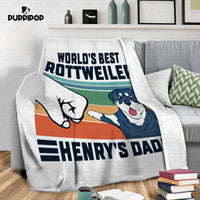 Thumbnail for Custom Dog Blanket - Personalized World's Best Rottweiler Dad Gift For Dad - Fleece Blanket