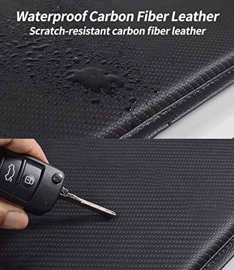 Custom-Fit for Cars Center Console Pad, Carbon Fiber PU Leather Auto Armrest Cover Protector, Waterproof Car Armrest Seat Box Cover