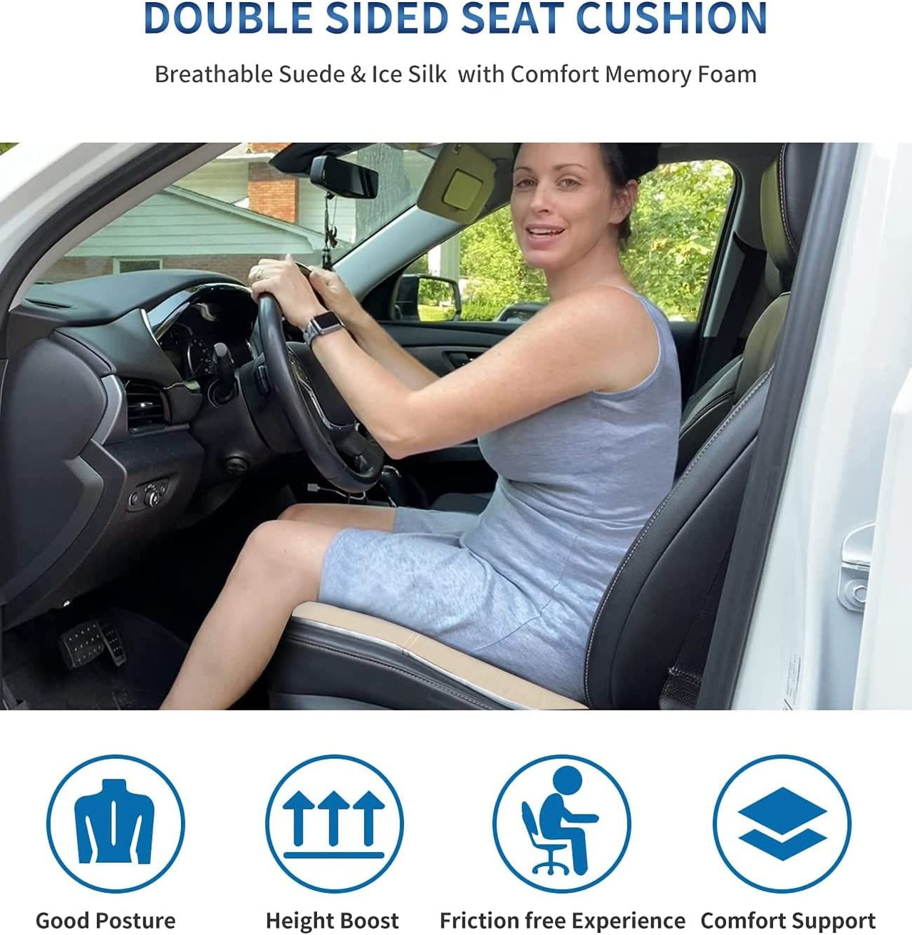 Car Booster Seat Cushion Memory Foam Heightening Car Drive Seat