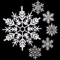 Thumbnail for 12 Pack Large Snowflakes Ornaments 12” Giant Glitter Decorative Hanging Snowflakes Plastic Oversized Christmas Snowflake Decorations with 164 Ft Nylon Thread for Indoor Outdoor Decor