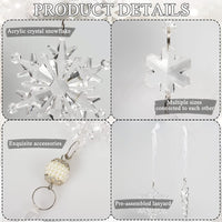 Thumbnail for 18pcs Crystal Christmas Ornaments for Christmas Tree Decorations-Hanging Acrylic Snowflake and Icicle Ornaments with Drop Pendants for Christmas Tree New Year Party Decorations Supplies