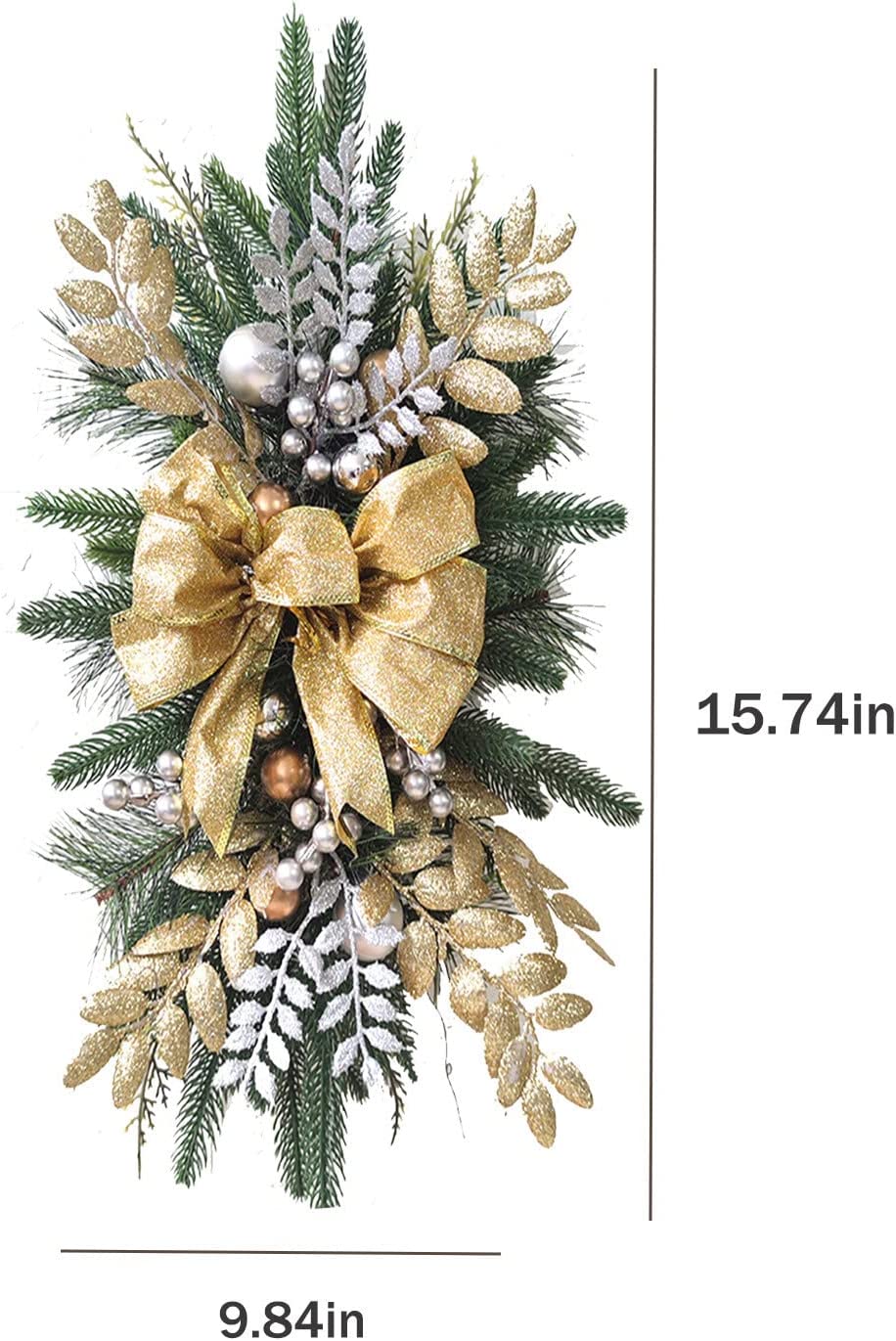 1 PC of Wreath Stairs Ornaments, Wreath Front Door Stairs Ornaments Cordless Decorations and Pendants for All Seasons