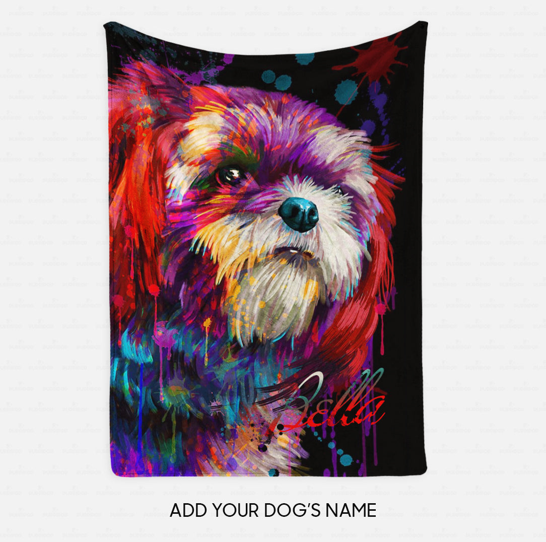 Personalized Dog Gift Idea - Painting Color Portrait Gift For Dog Lovers 2 - Fleece Blanket