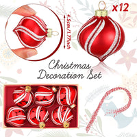 Thumbnail for 12 Pcs Peppermint Candy Ornament Set Christmas Candy Cane Balls Ornaments Christmas Candy Cane Decorations White Red Christmas Balls Mini Glass Ornaments for Indoor Outdoor Tree Decor