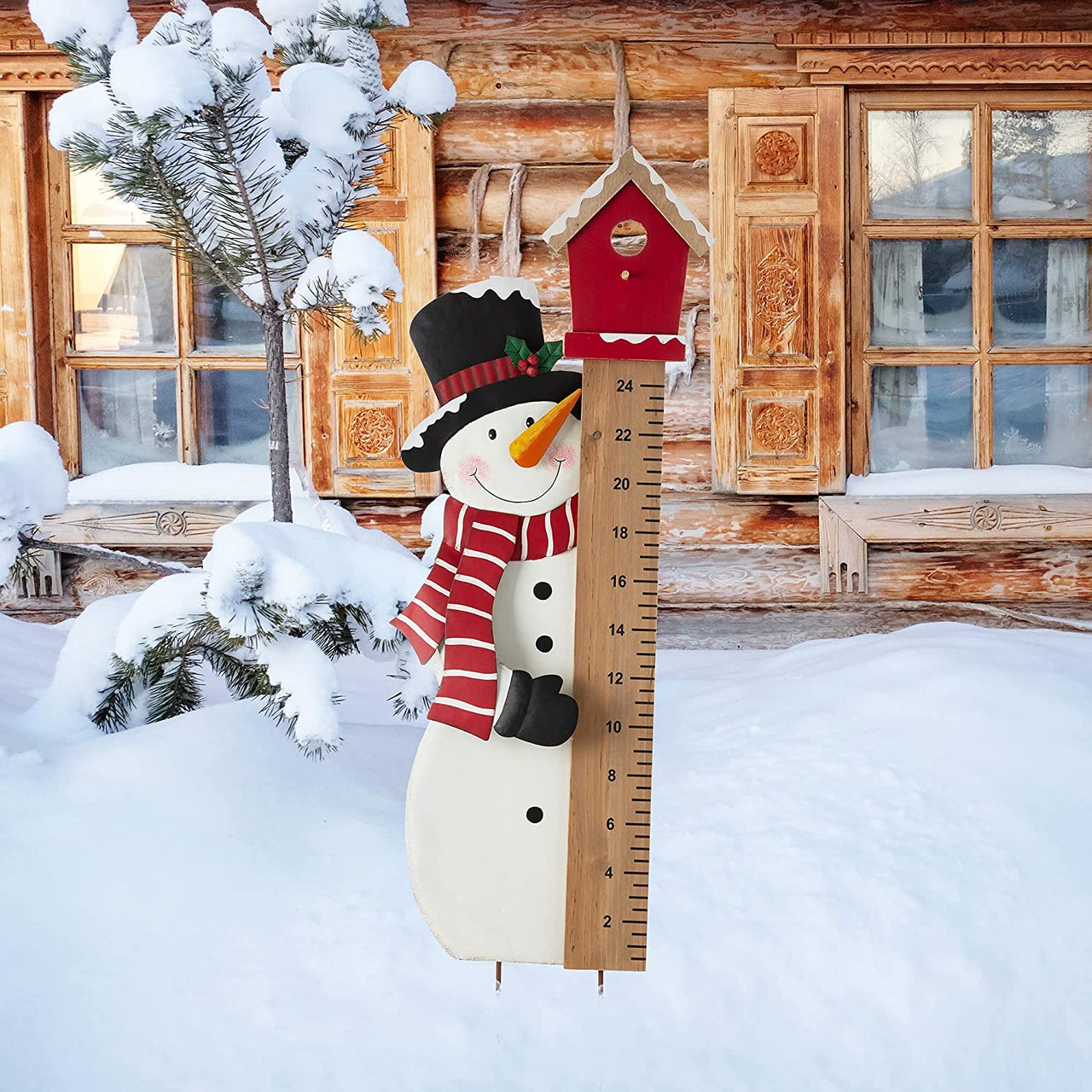 39.49"H Christmas Snowman Yard Stake with Gauge Hanging Snowman Wall Decor for Christmas Winter Indoor Outdoor Garden Decorations Christmas Welcome Signs Patio Yard Decor