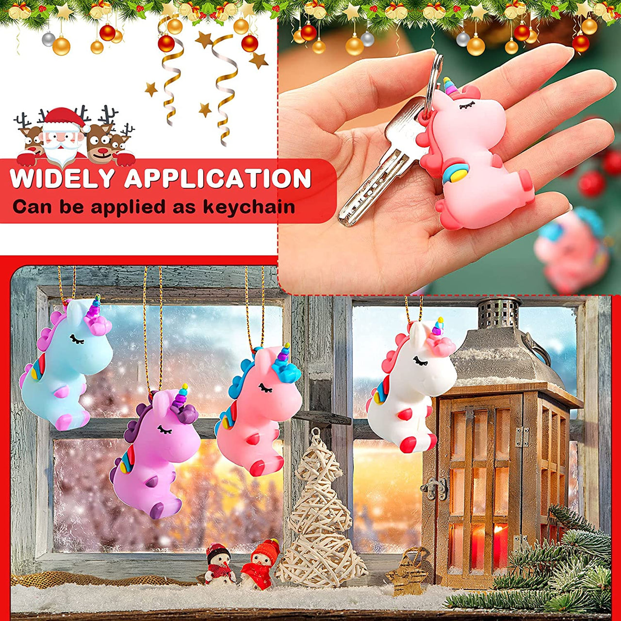 12 Pieces Christmas Unicorn Ornaments Hanging Christmas Tree Ornament Unicorn Ornament Decor for Unicorn Birthday Christmas Party Supplies