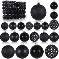 Thumbnail for 100 Pcs Black Christmas Ball Ornaments Christmas Tree Decoration Hanging Balls Glitter Christmas Ornaments for Christmas Tree Wedding Party Holiday Decor, Black, 2.36 Inch 1.57 Inch 1.18 Inch