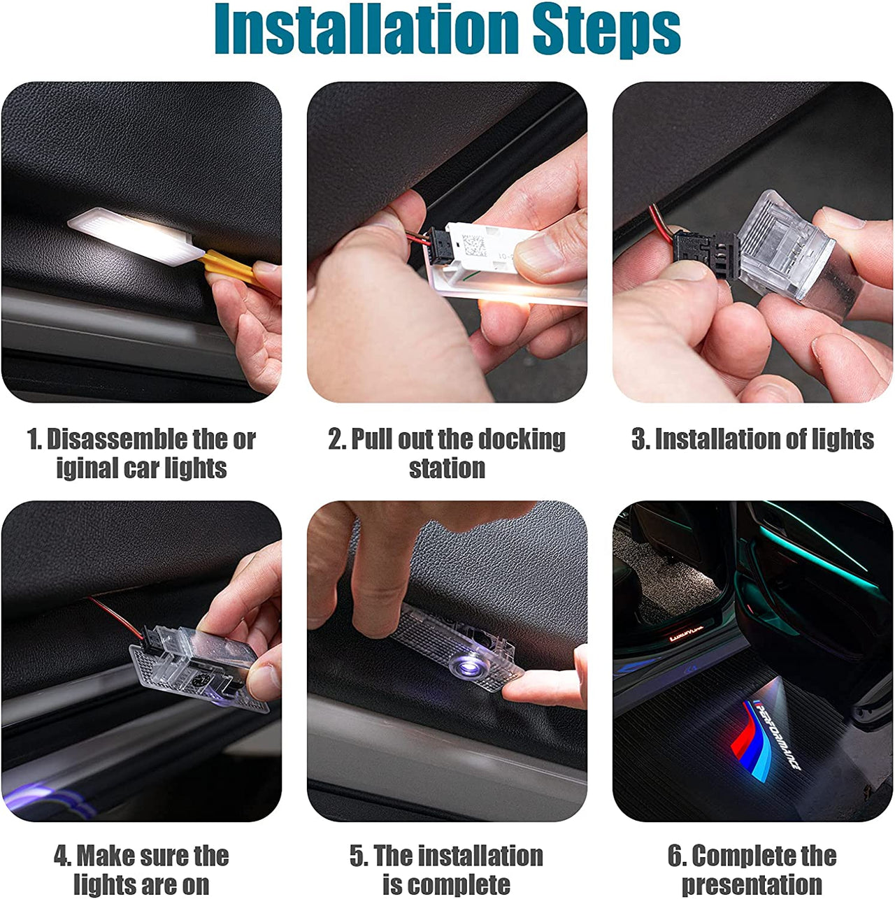 Performance Car Door Light Logo for Accessories 3 4 5 6 7 M X3 X4 X5 Series, Not Fit G20/21/22/23/26/29/80/82/83, G02/05/06/07, E39/46/53