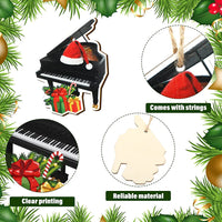 Thumbnail for 36 Pieces Christmas Music Instrument Ornaments Wood String Guitar Ornament Piano Ornament Black Drum Christmas Tree Hanging Ornament Decorations with Ropes for Christmas Party Home