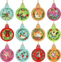 Thumbnail for 12 Pieces 12 Days of Christmas Ornaments Wooden Christmas Ornament Hanging Christmas Tree Decorations 3.15 Inches Rustic Vintage Cute Xmas Ornaments for Party Supplies Wall Decor Indoor Outdoor