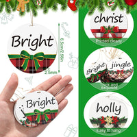 Thumbnail for 36 Pieces Christmas Wishes Tree Ornament Buffalo Plaid Printed Wooden Hanging Christmas Ornament with Rope Round Farmhouse Christmas Decor Rustic Wood Craft Gift