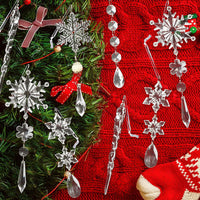 Thumbnail for 18pcs Crystal Christmas Ornaments for Christmas Tree Decorations-Hanging Acrylic Snowflake and Icicle Ornaments with Drop Pendants for Christmas Tree New Year Party Decorations Supplies