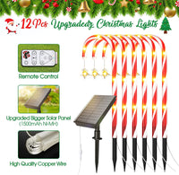 Thumbnail for 12 Pack Outdoor Christmas Decorations Solar Candy Cane Lights, LETMY Brighter & Taller Solar Christmas Pathway Lights with Remote Control, 9 Modes Christmas Decorations for Outdoor Yard Xmas Holiday
