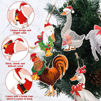 Thumbnail for 14 Pieces Christmas Farm Animals Ornament 4.7 Inch Wood Pig Chicken Sheep Duck Christmas Ornaments Country Farmhouse Holiday Decor for Christmas Tree Decoration Crafts